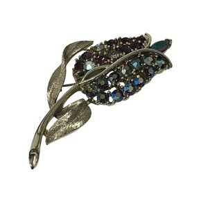 Vintage Lisner Aurora Borealis Rhinestone Tulip Pin